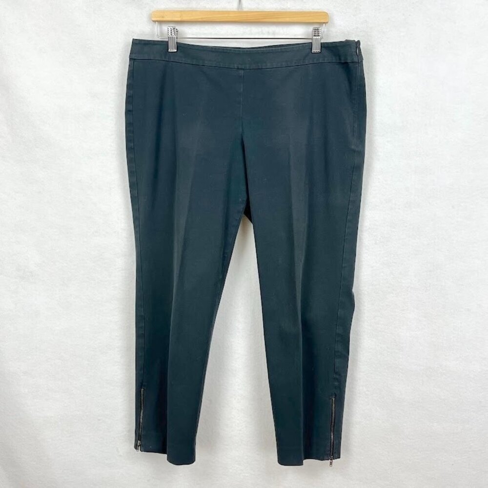 Eileen Fisher Straight Leg Pants Cotton Comfort Style Grandma Core Stretch L